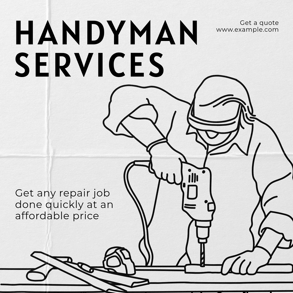 Handyman services Instagram post template, editable text