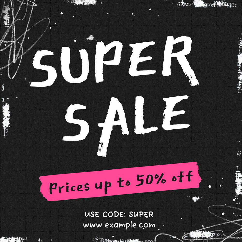 Super sale Instagram post template, editable text