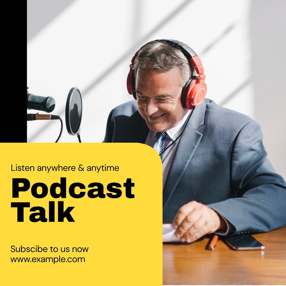 Podcast talk Instagram post template, editable text