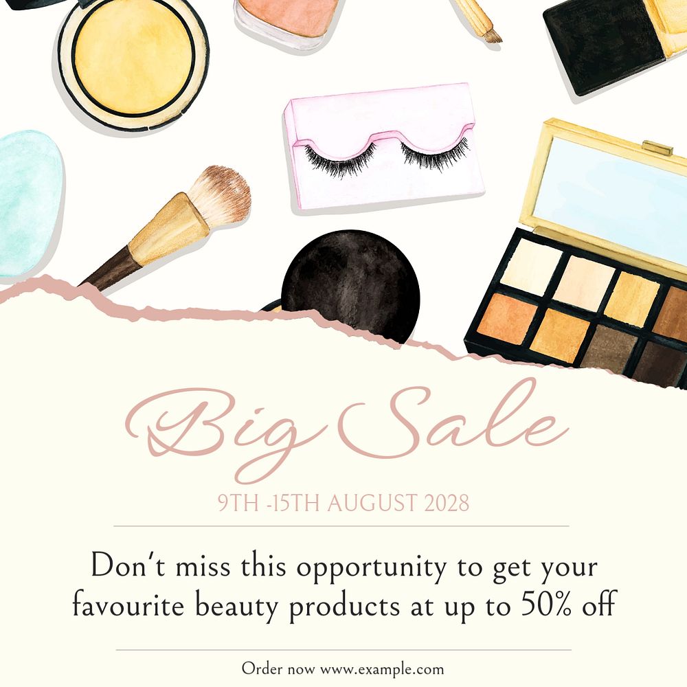 Cosmetics big sale Instagram post template, editable text