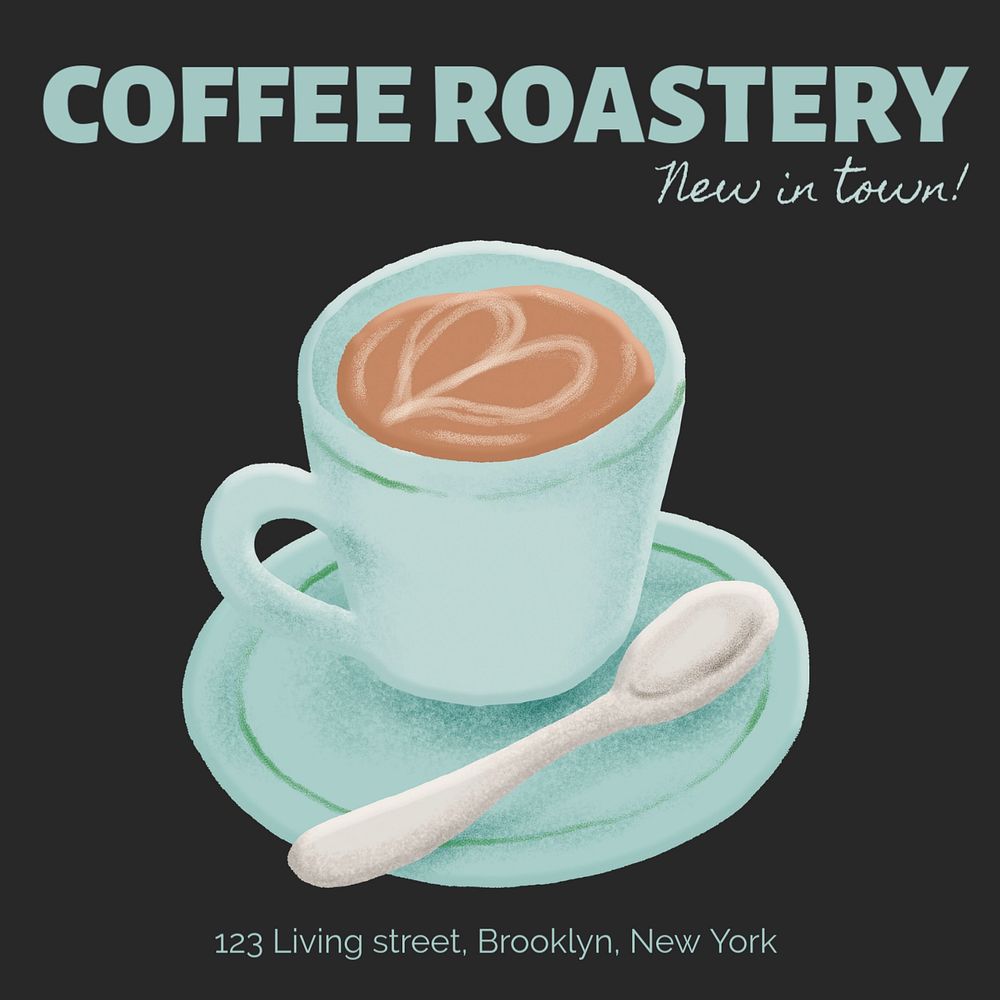 Coffee roastery Instagram post template, editable text