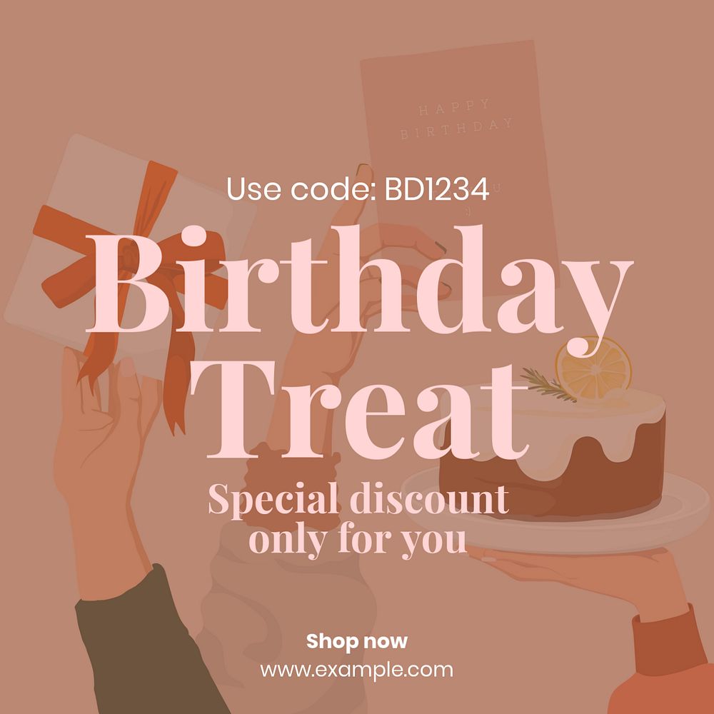 Birthday promotion Instagram post template, editable text