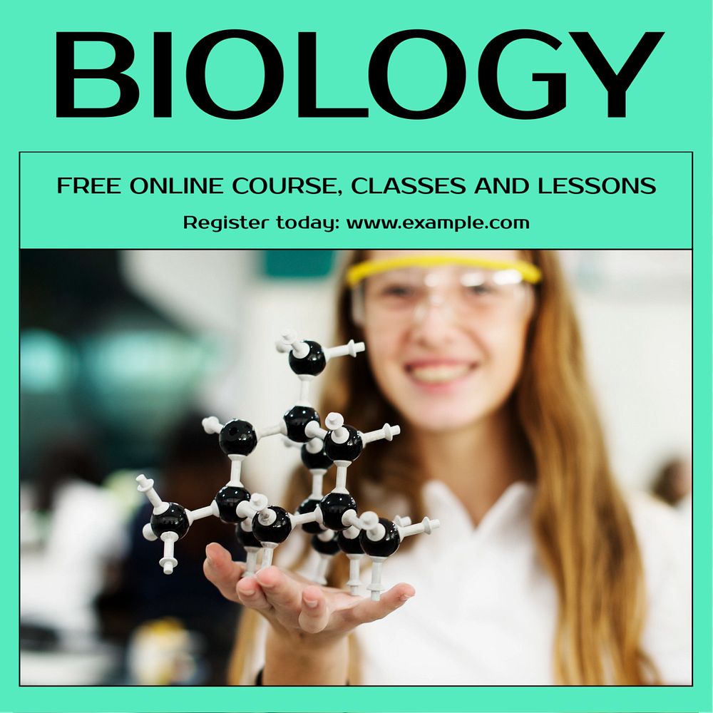 Biology course Instagram post template, editable text