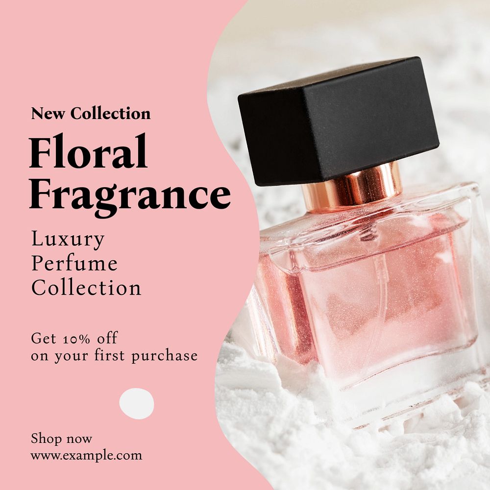 Floral fragrance Instagram post template, editable text