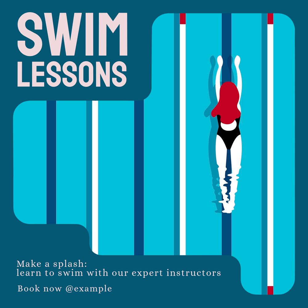 Swim lessons Instagram post template, editable text