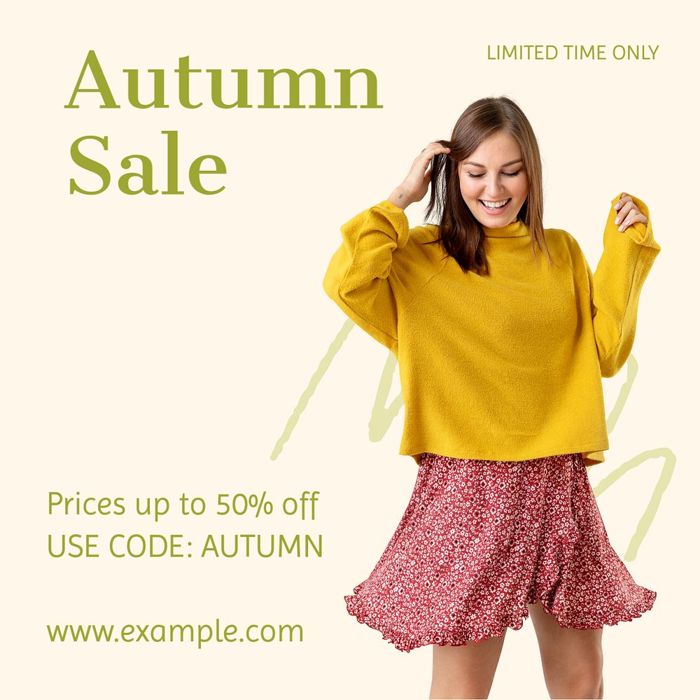 Autumn sale Instagram post template, editable text