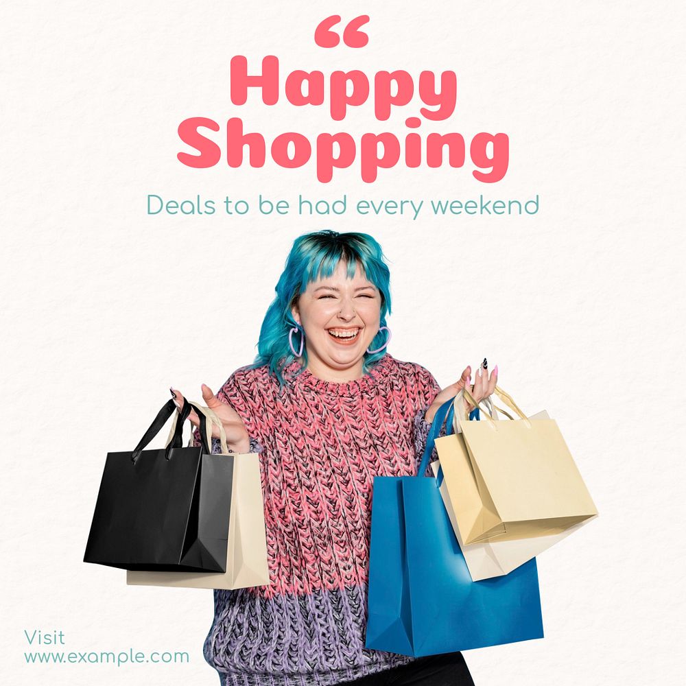 Shopping Instagram post template, editable text