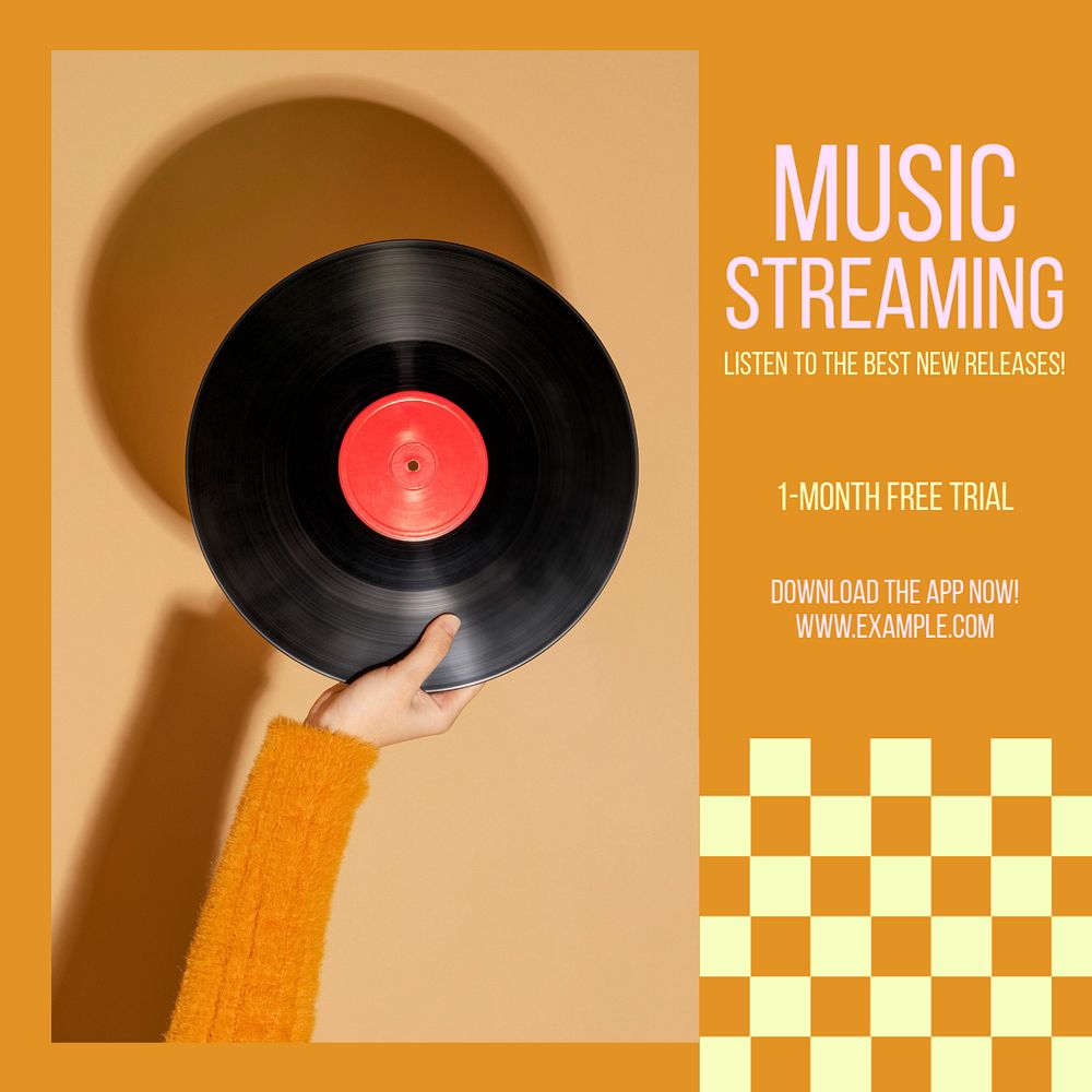 Music streaming Instagram post template, editable text