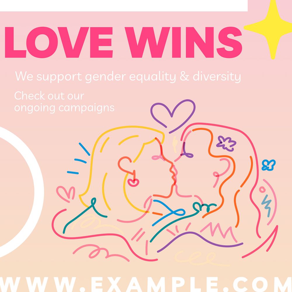 Love wins Instagram post template, editable text