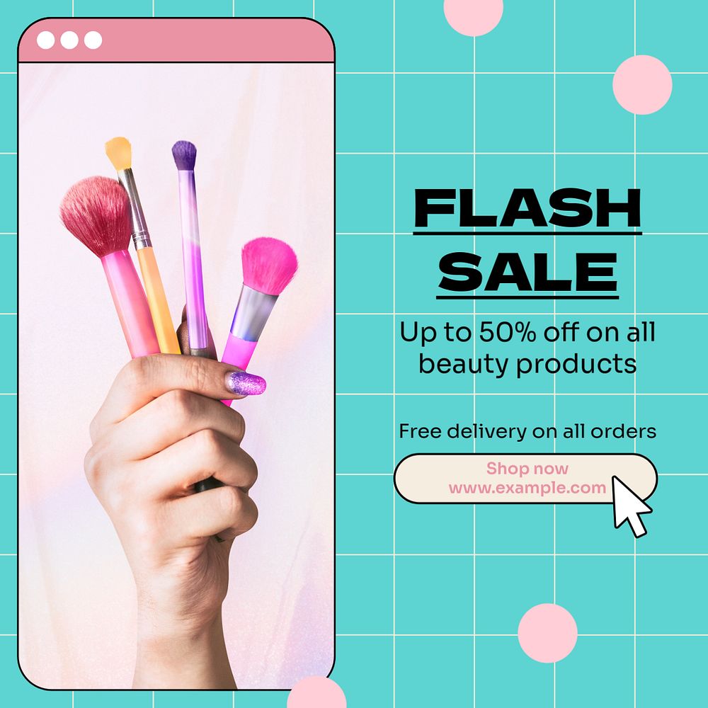 Flash sale Instagram post template, editable text