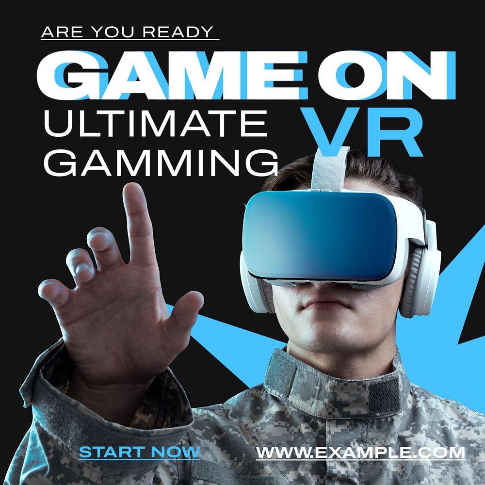 VR gaming Instagram post template, editable text