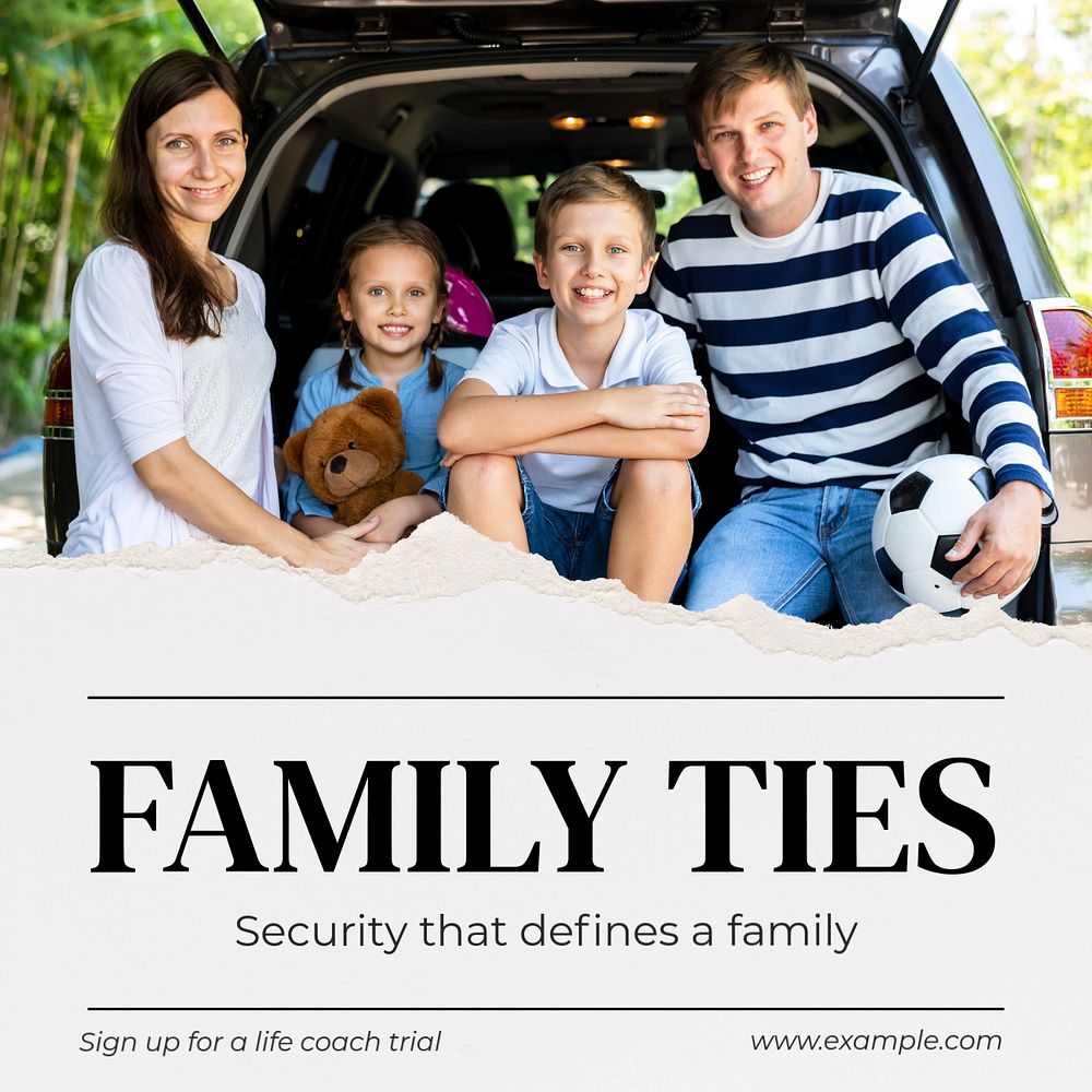 Family ties Instagram post template, editable text