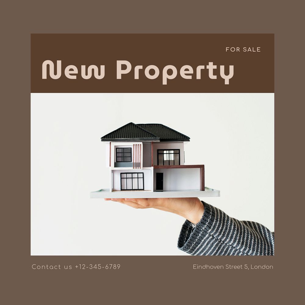 New property Instagram post template, editable text