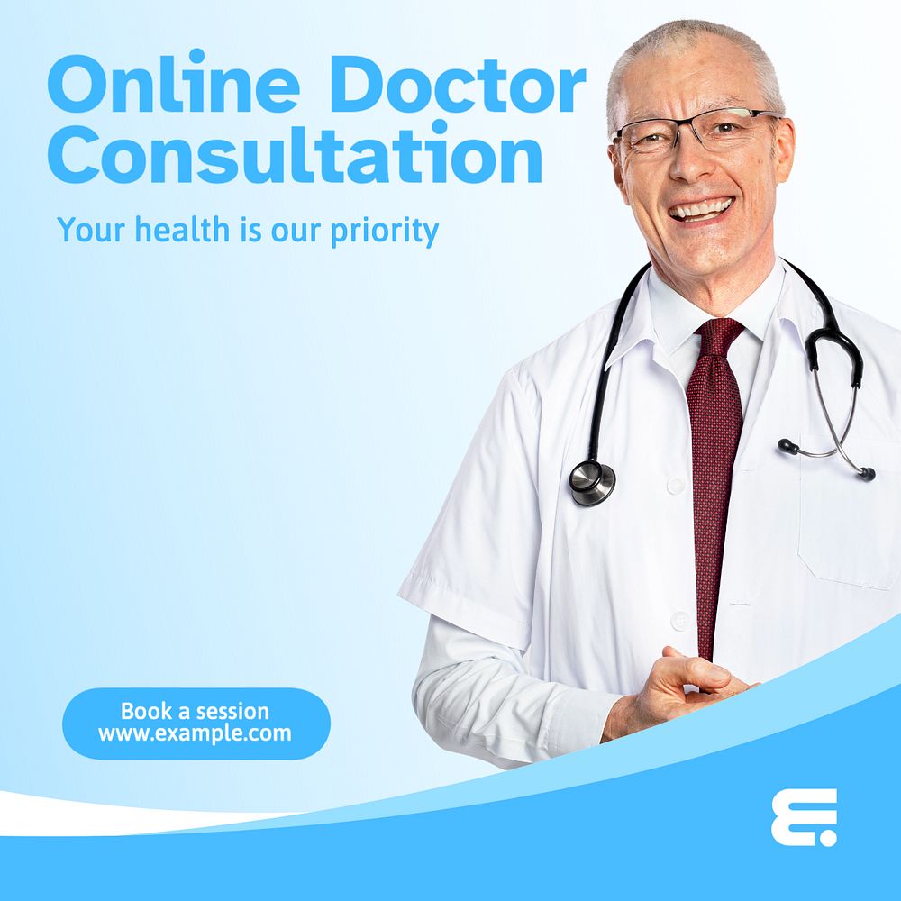 Online doctor Instagram post template, editable text