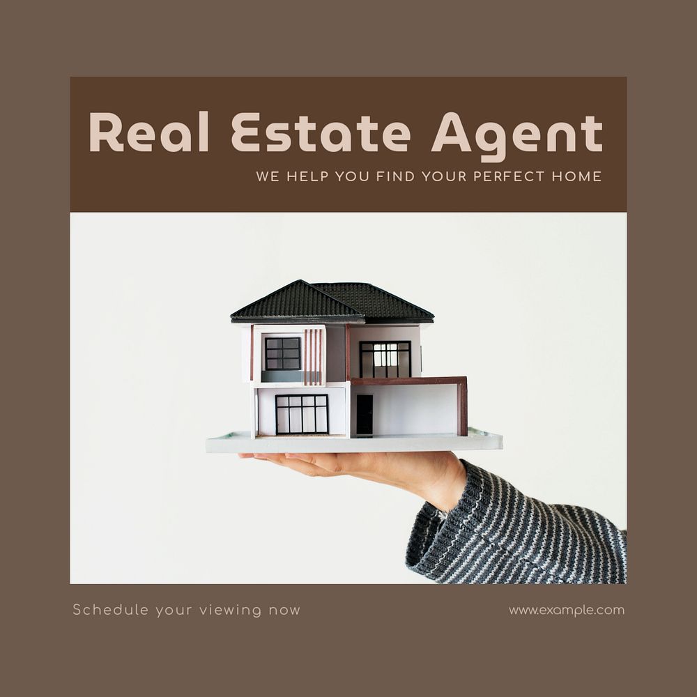 Real estate agent Instagram post template, editable text