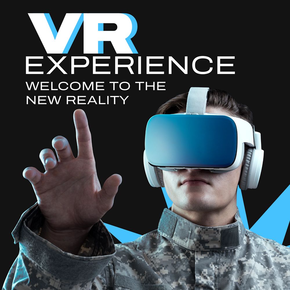 VR experience Instagram post template, editable text