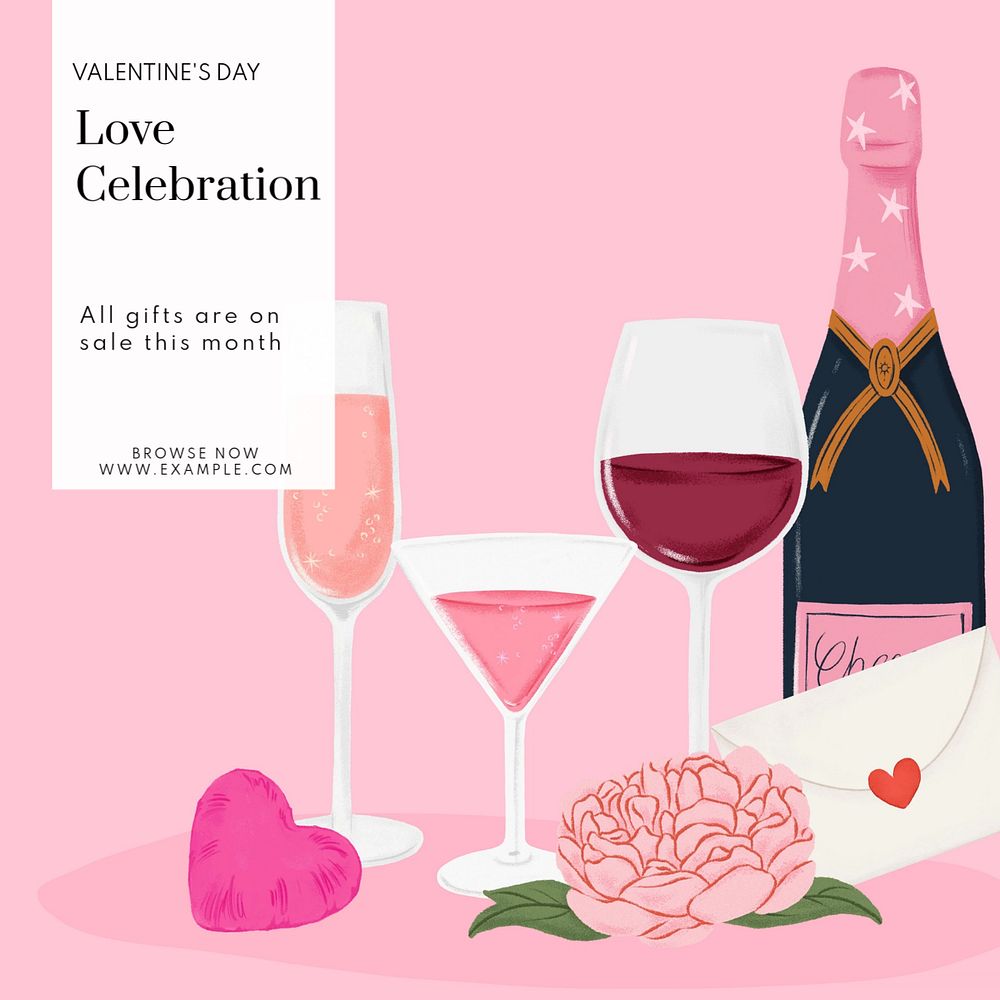 Love celebration Instagram post template, editable text