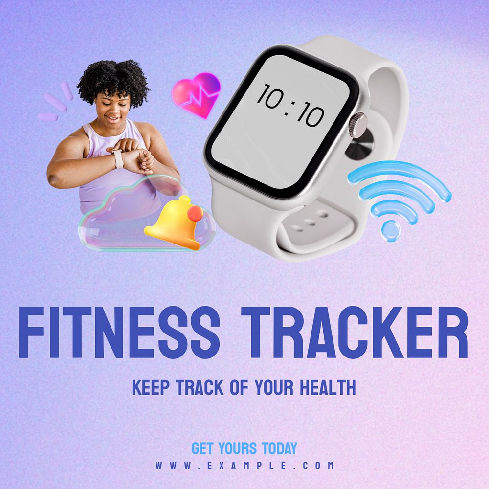 Fitness tracker Instagram post template, editable text