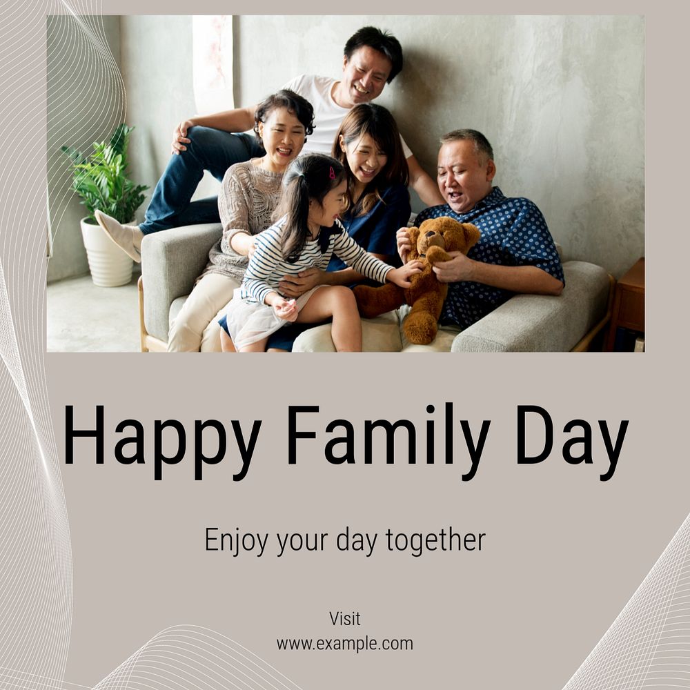 Happy family day Instagram post template, editable text