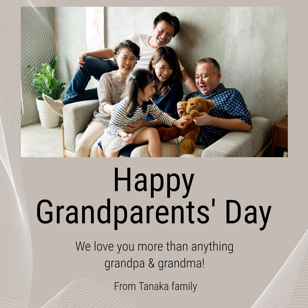 Happy grandparents' day Instagram post template, editable text