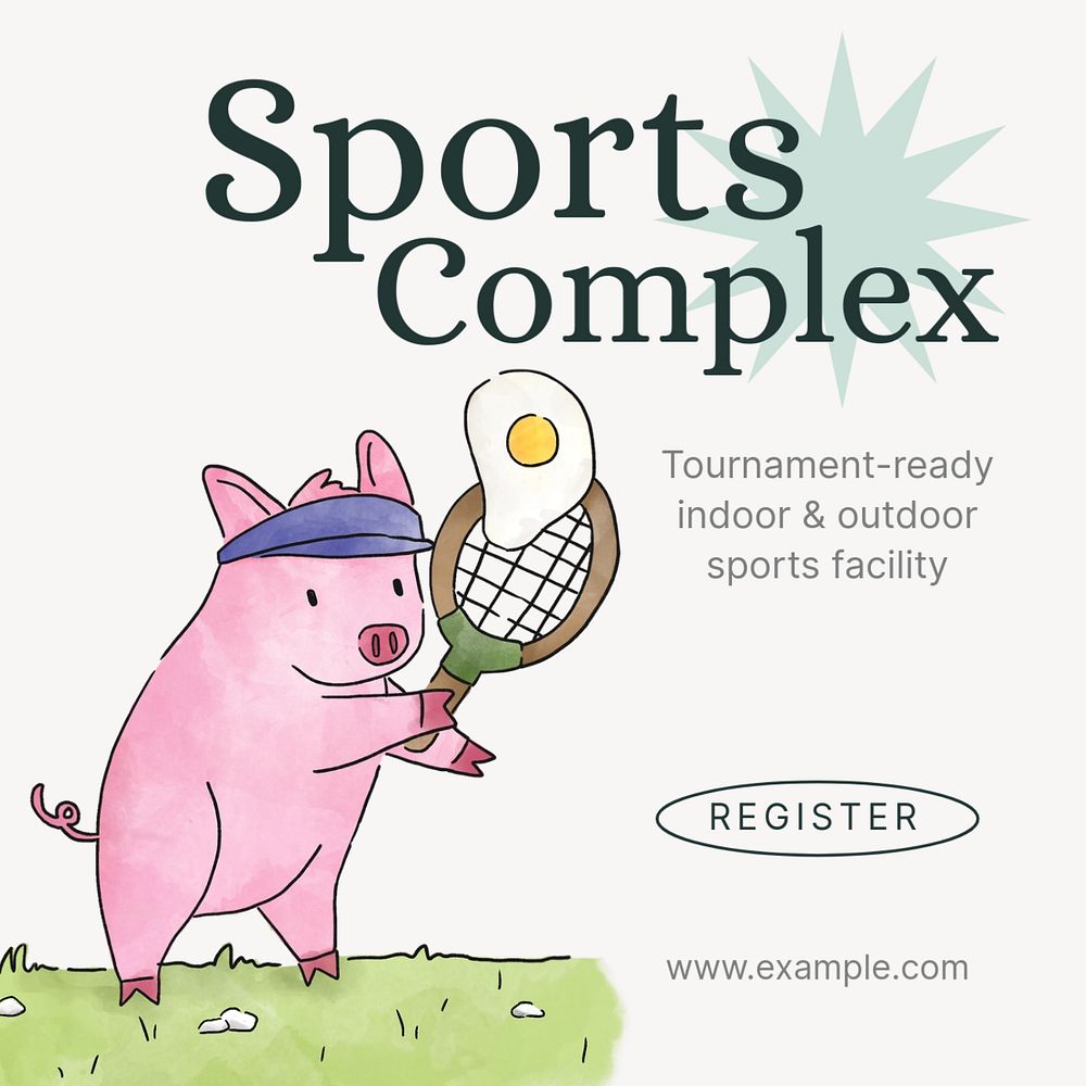 Sports complex Instagram post template, editable text