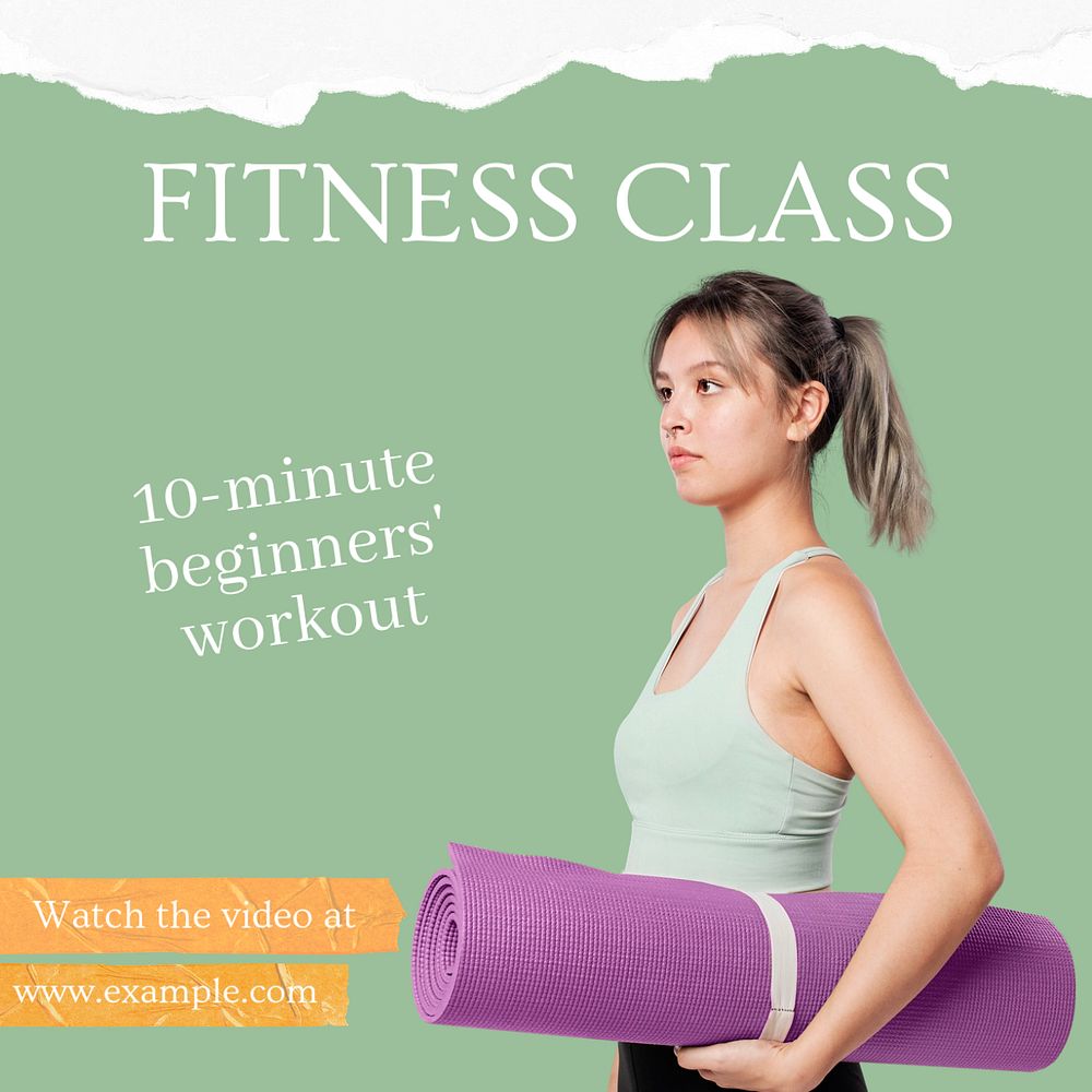 Fitness class Instagram post template, editable text