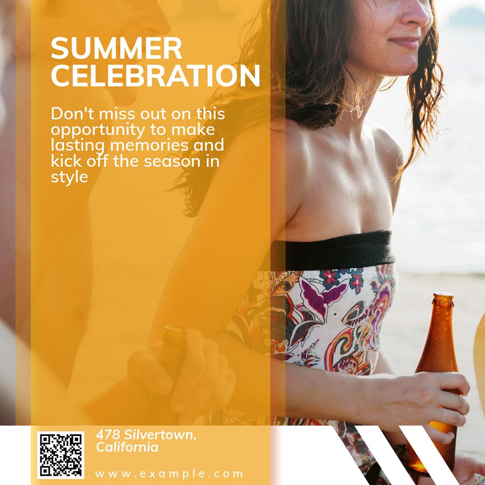 Summer party event Instagram post template, editable text