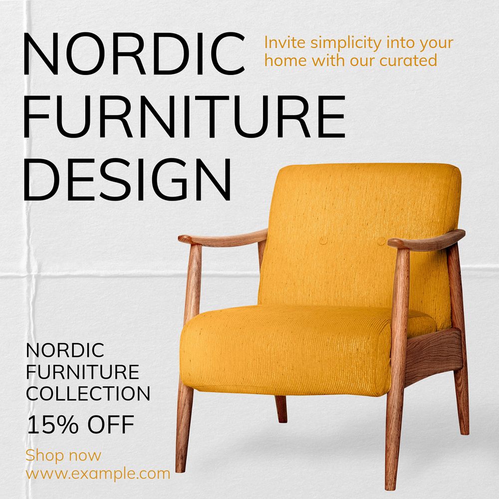 Nordic furniture shop Instagram post template, editable text