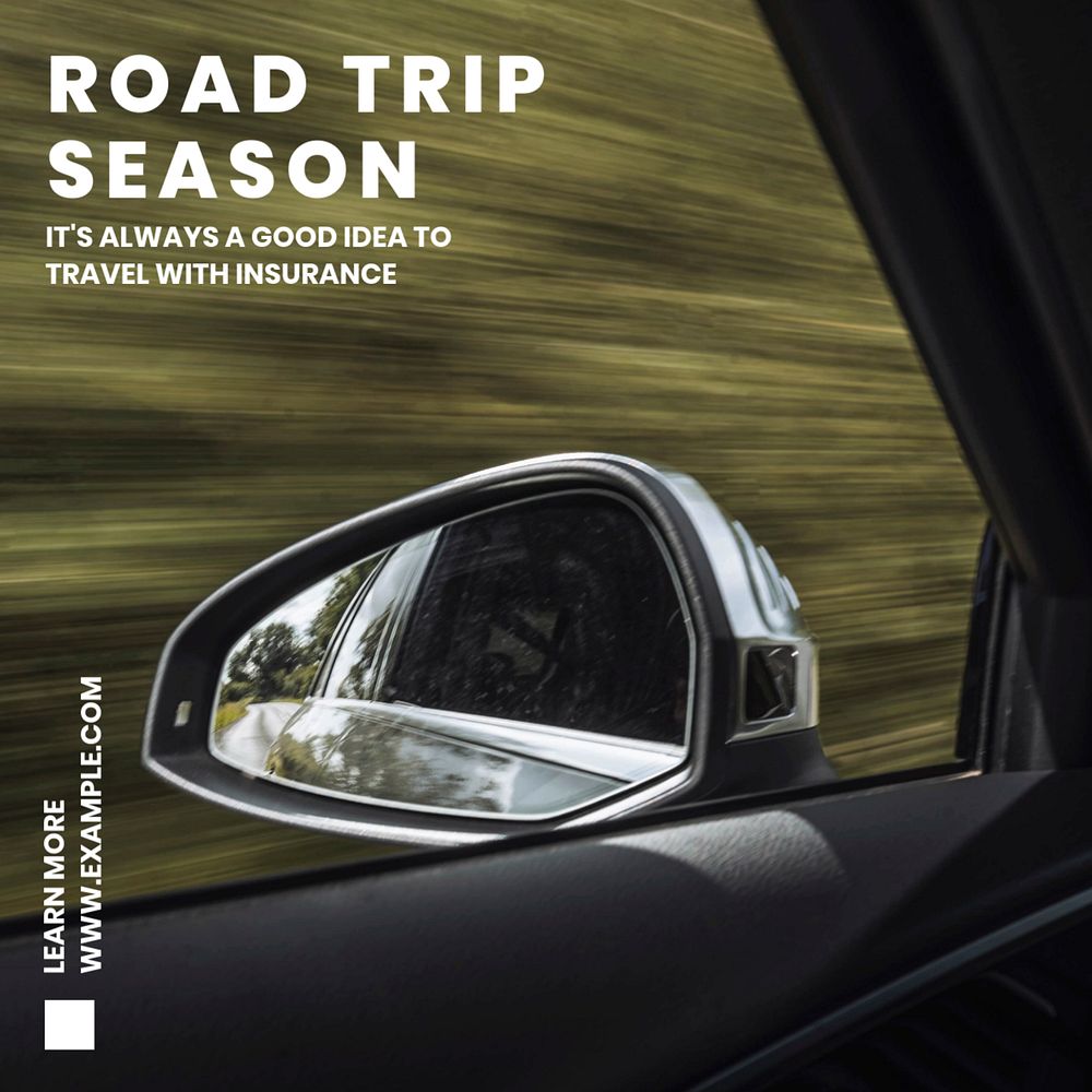 Road trip insurance Instagram post template, editable text