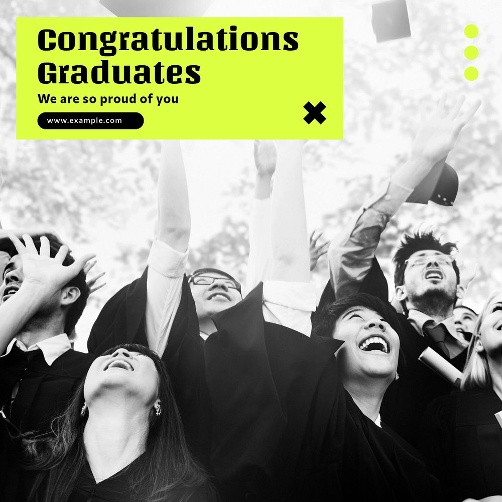 Congratulations graduates Instagram post template, editable text