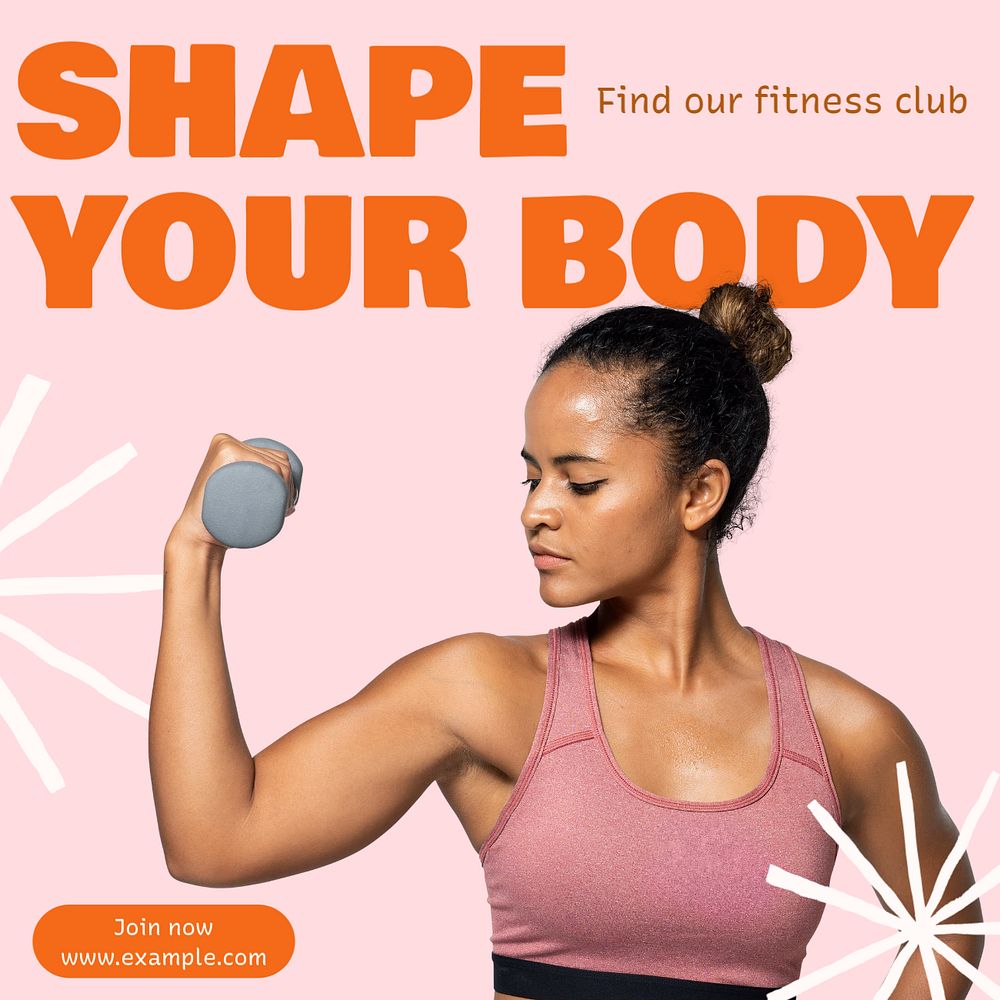 Shape your body Instagram post template, editable text