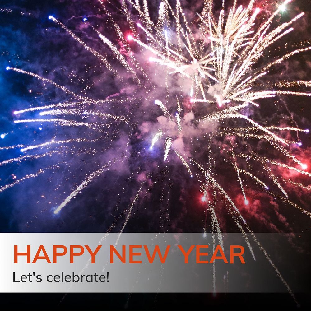 Happy new year Instagram post template, editable text