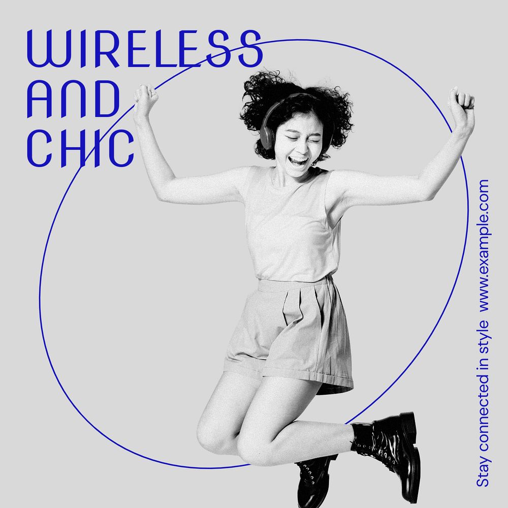 Wireless music Instagram post template, editable design and text