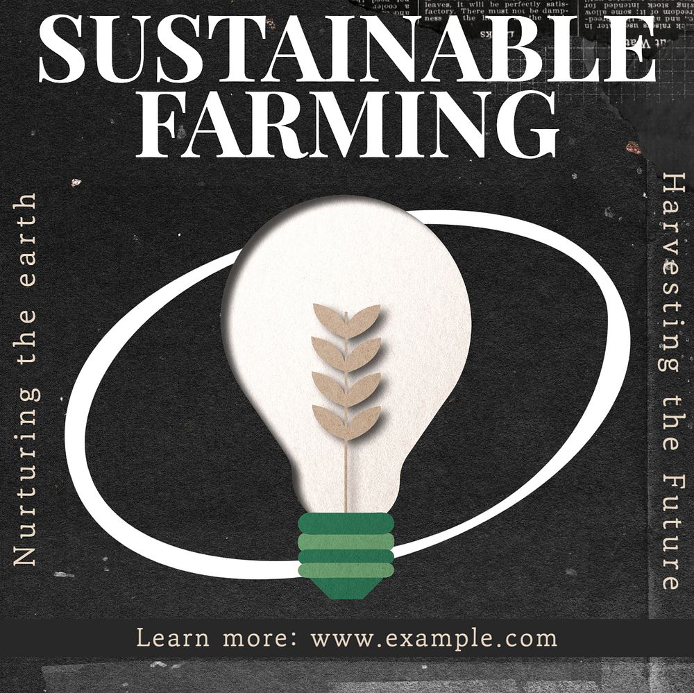 Digital farming Instagram post template, editable text