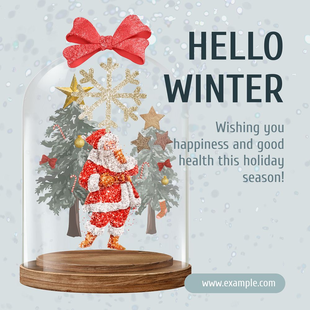 Hello winter wish Instagram post template, editable design