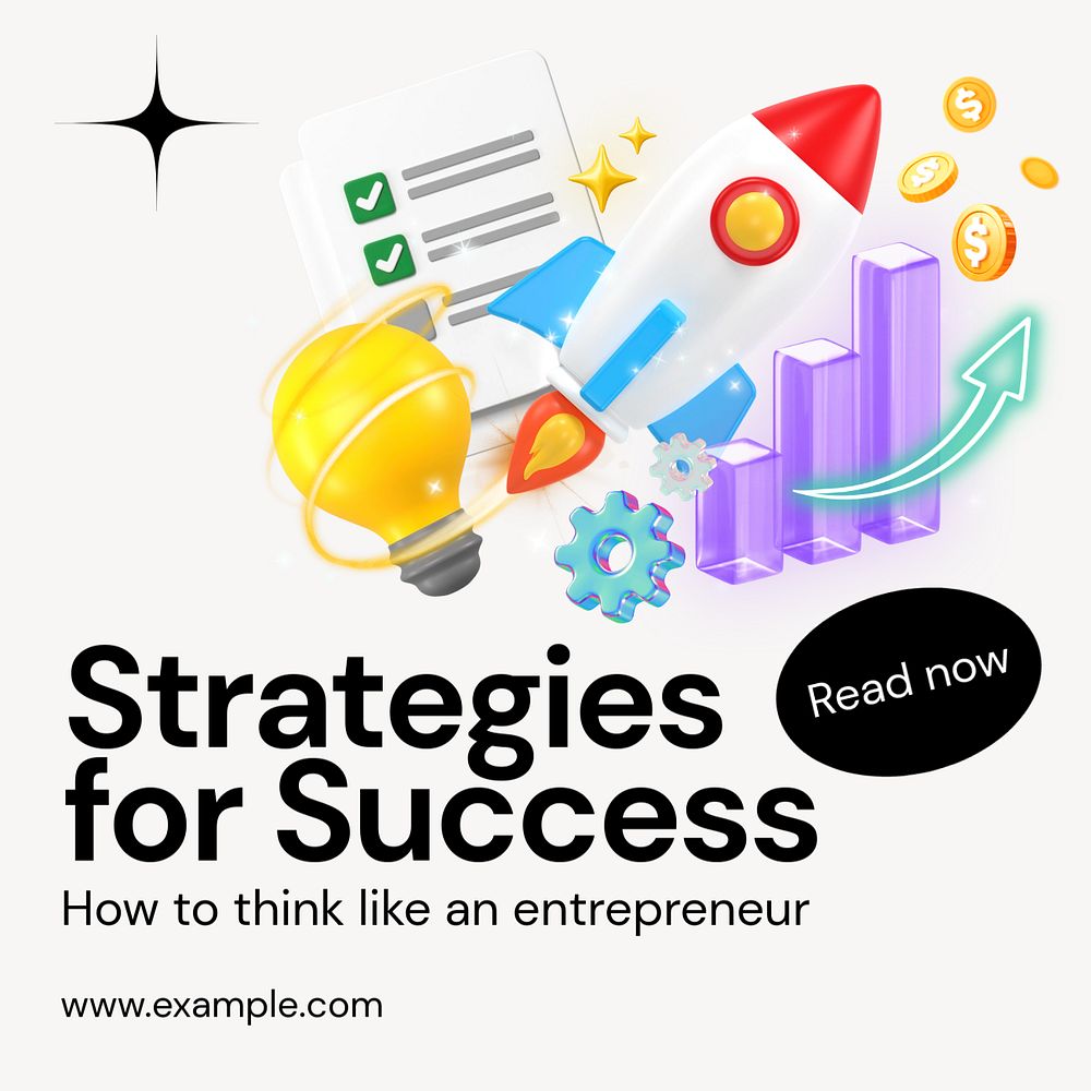 Strategies for success Instagram post template, editable text