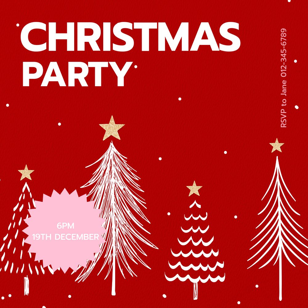 Christmas party Instagram post template, editable text