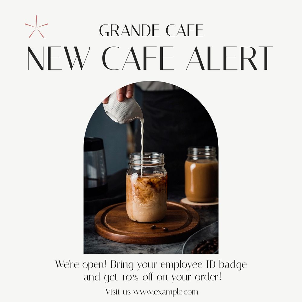 New cafe Instagram post template, editable text