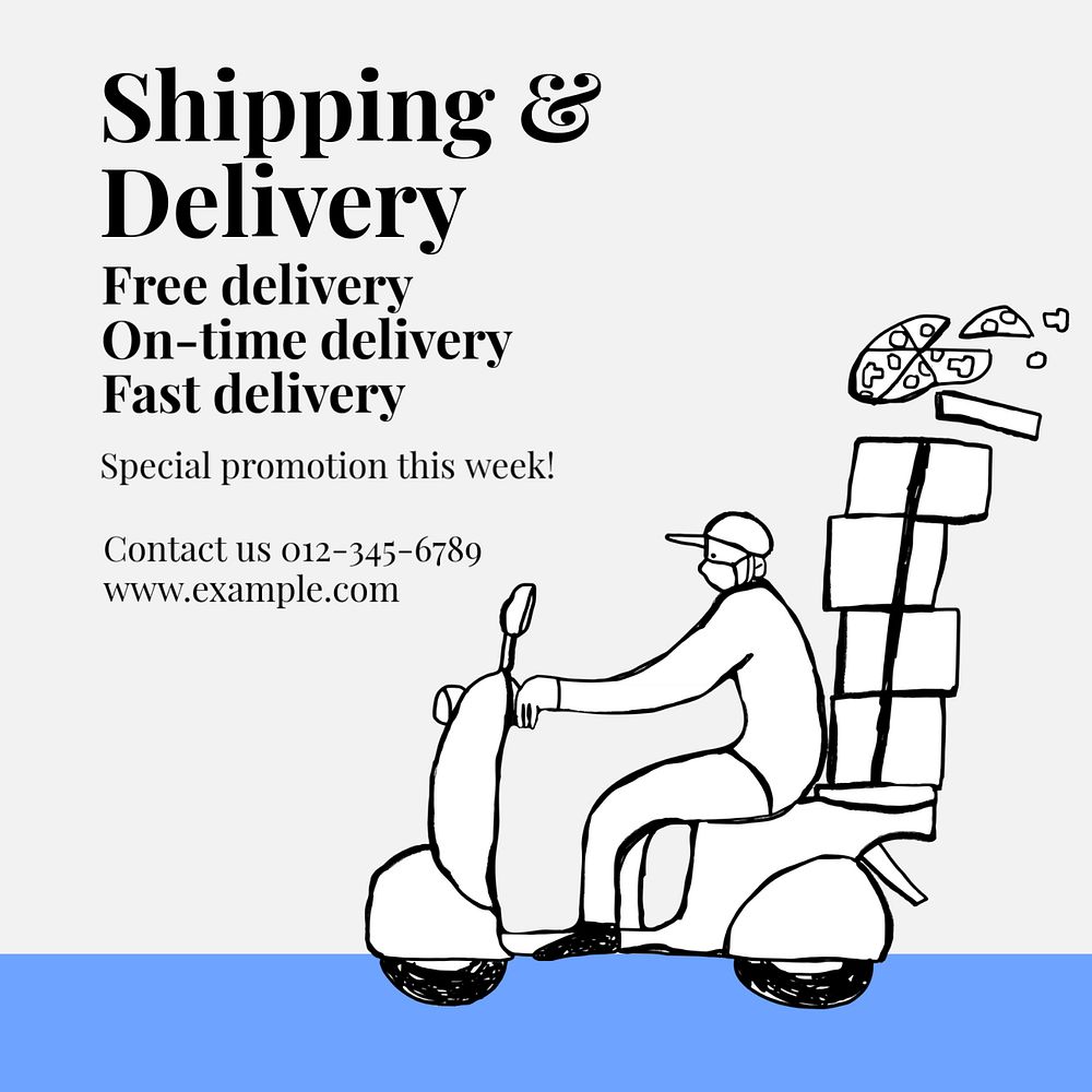 Shipping & delivery Instagram post template, editable text