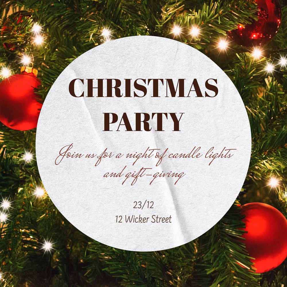 Christmas party Instagram post template, editable text