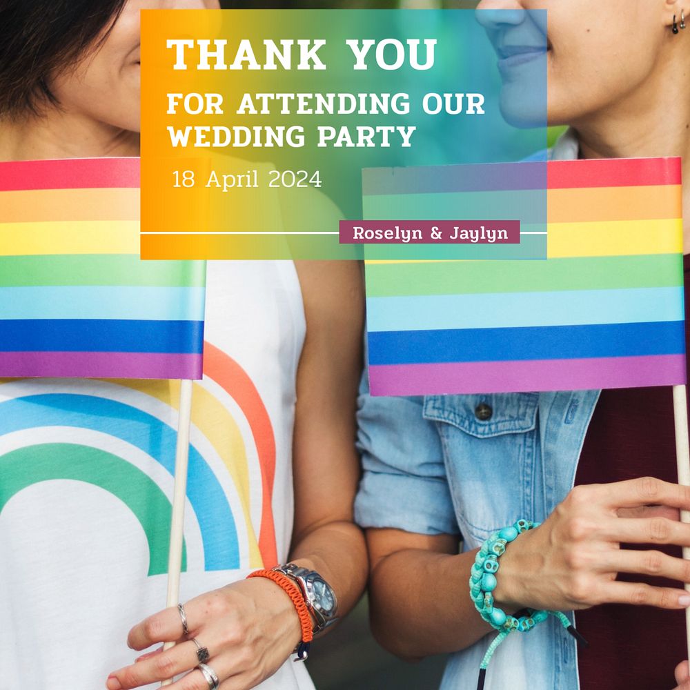 Thank you message Instagram post template, editable text