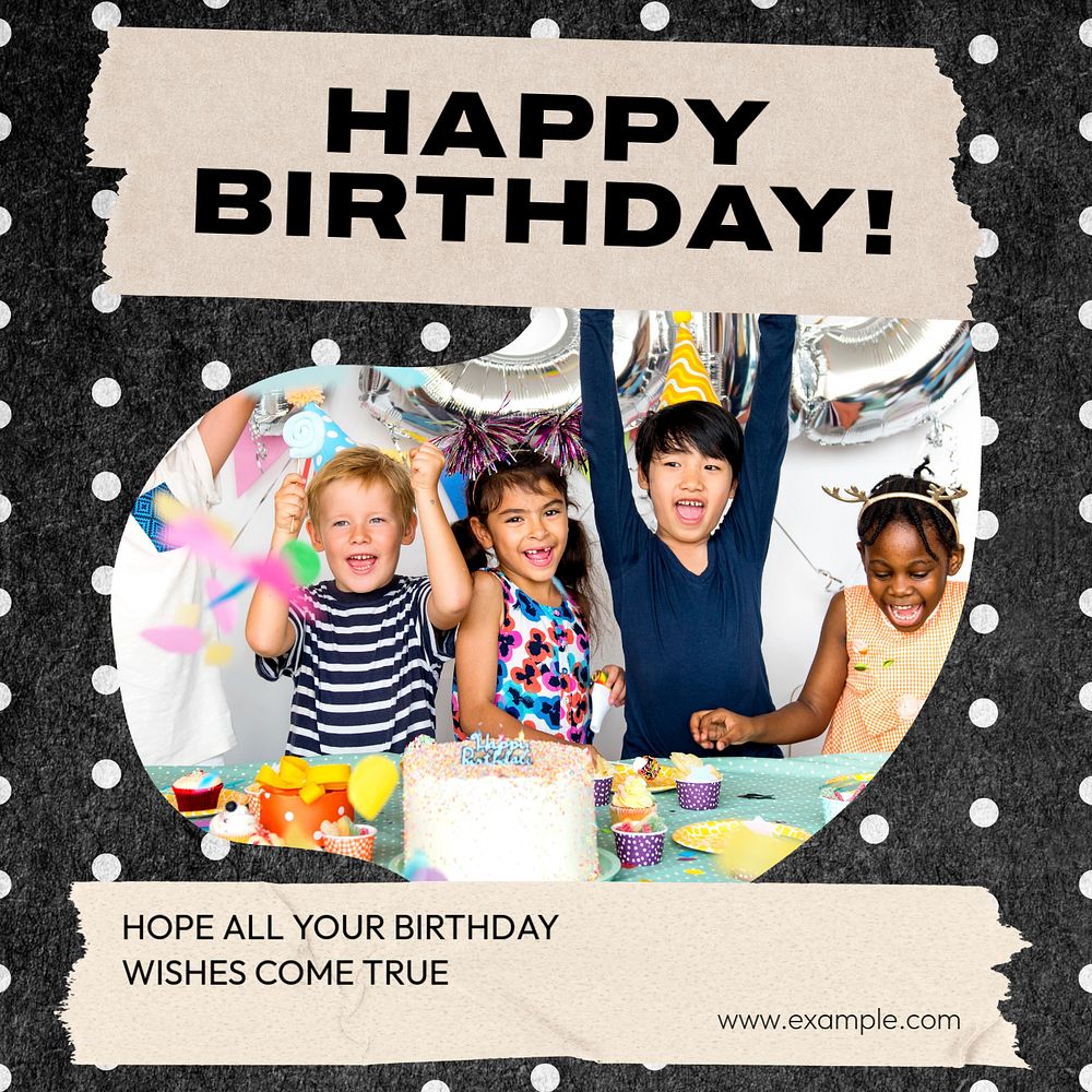 Happy birthday Instagram post template, editable text