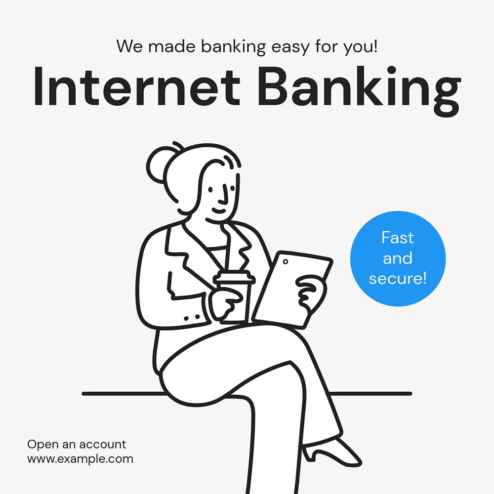 Internet banking money Instagram post template, editable text