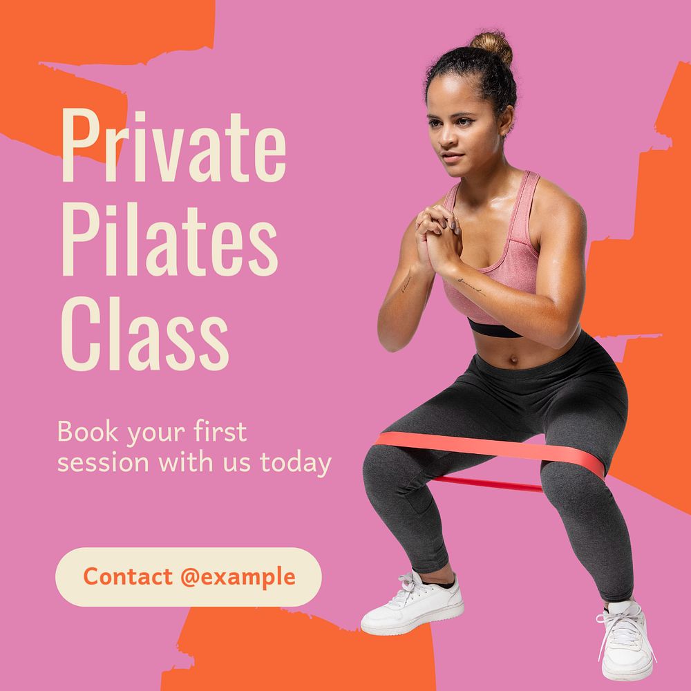 Private pilates class Instagram post template, editable text