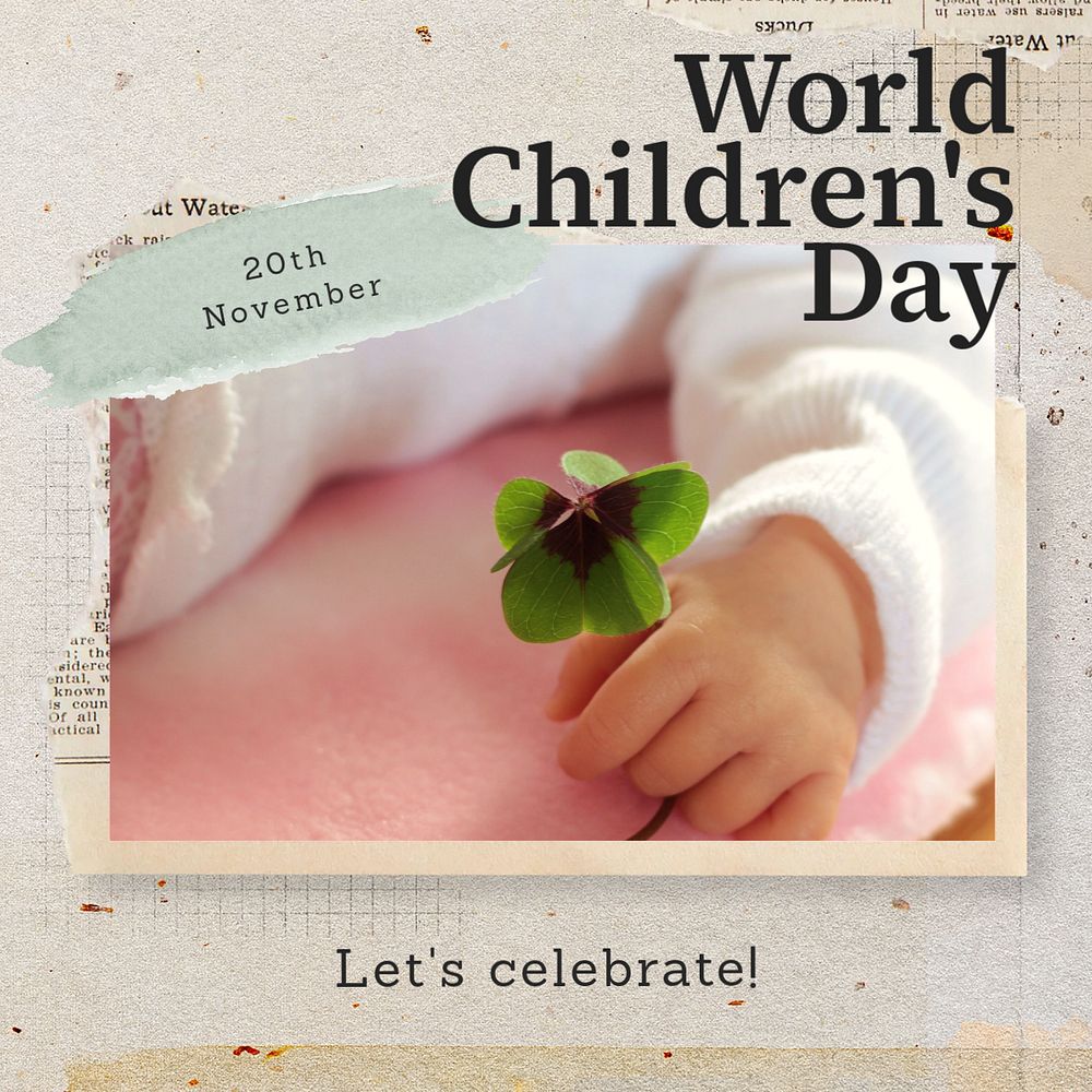 Children's day Instagram post template, editable text