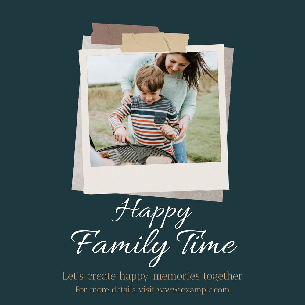 Happy family time Instagram post template, editable text