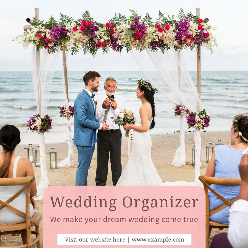 Wedding organizer Instagram post template, editable text