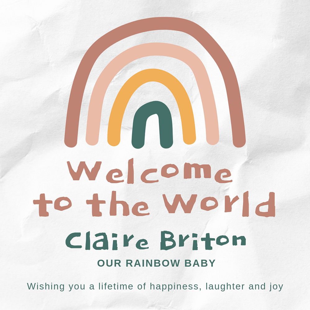 Welcome baby Instagram post template, editable text