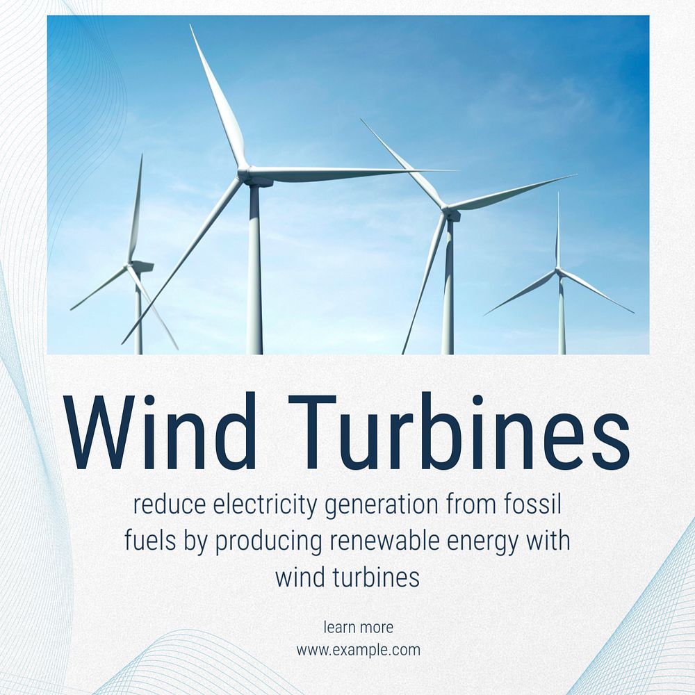 Wind turbines Instagram post template, editable text