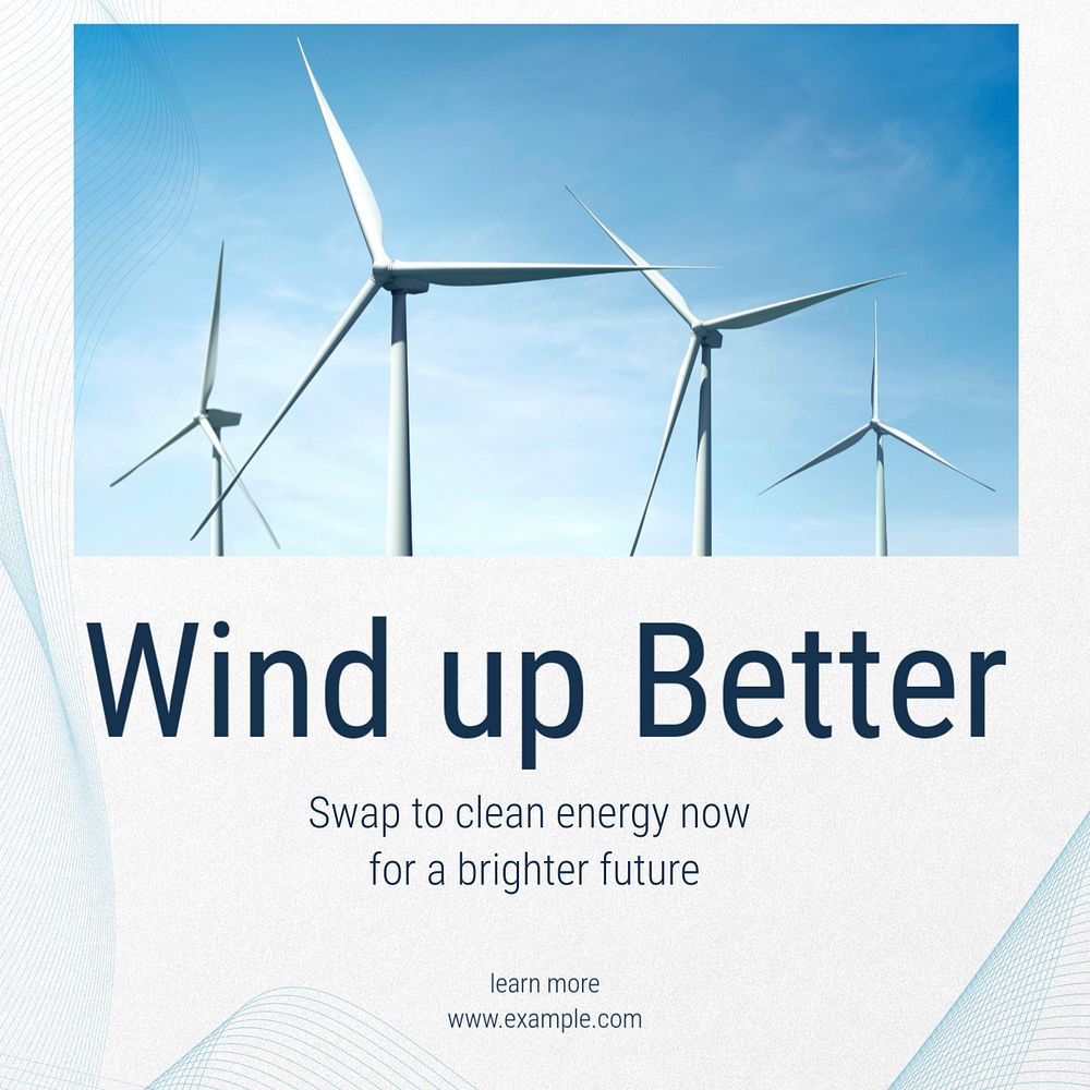 Wind power Instagram post template, editable text